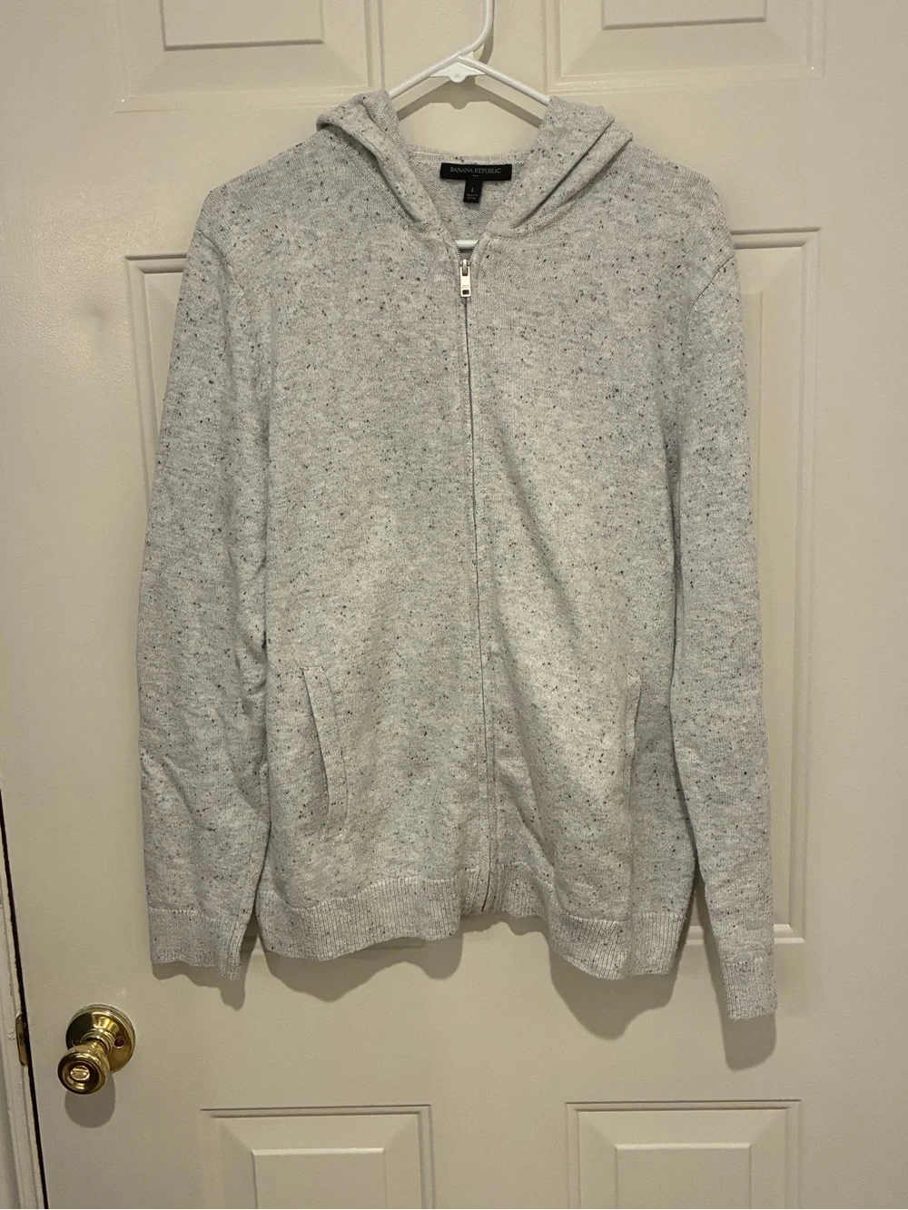 Banana Republic Light Heather Gray Zip-Up Hoodie Sweater